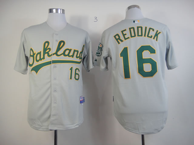 Men Oakland Athletics #16 Reddick Grey MLB Jerseys->oakland athletics->MLB Jersey